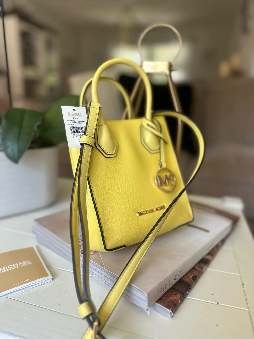 Michael Kors NWT Extra Small Sunshine Yellow Pebbled Leather Mini Tote